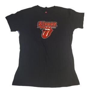 Rolling Stones Women’s T Shirt L Black New W Tag Felt Logo Steve & Barrys 2005